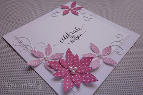 CAS Christmas card with pink poinsettias (Memory Box dies)