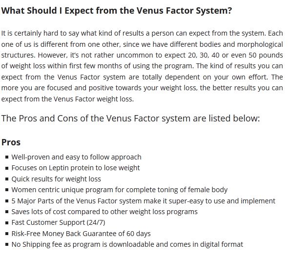 reviews of the venus factor weight loss diet plan system 