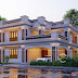 Colonial style flat roof house front view rendering