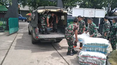 Korem 083/Baladhika Jaya Kirimkan Bantuan logistik yang Terdampar Erupsi