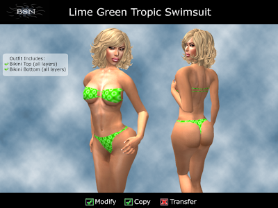 BSN Lime Green Tropic Swimsuit