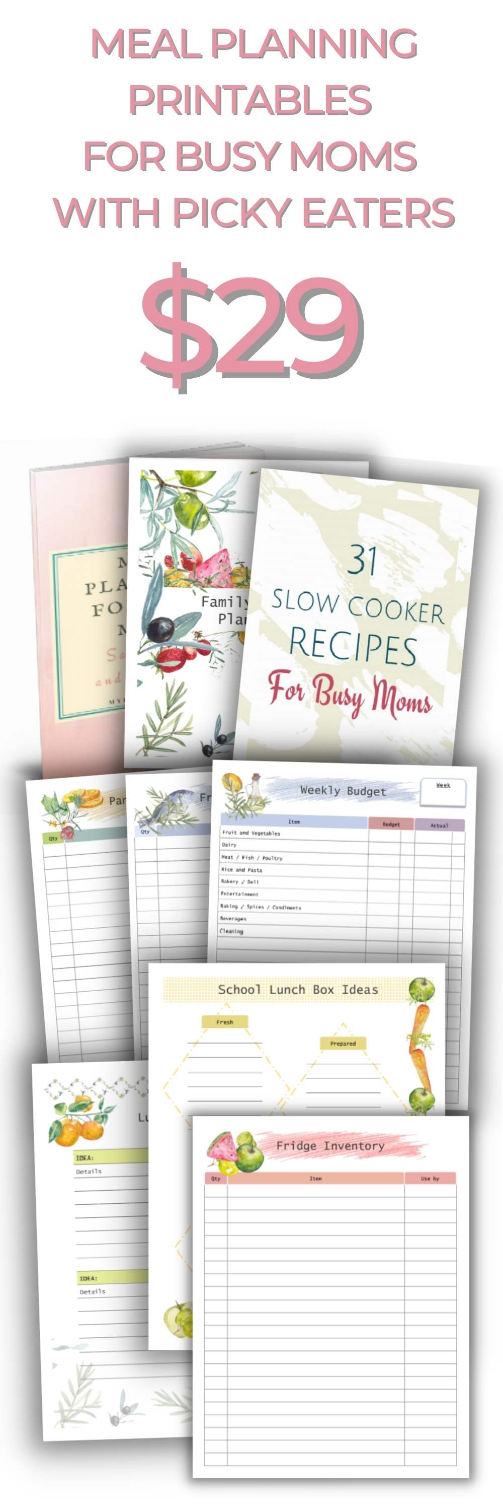 Meal planning printables for busy moms
