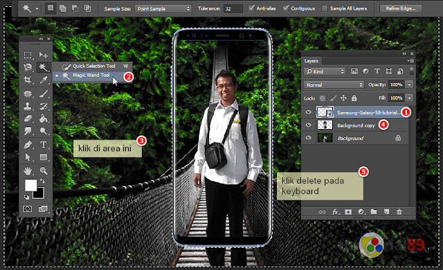 Cara membuat efek iklan Samsung galaxy S8 dengan photoshop