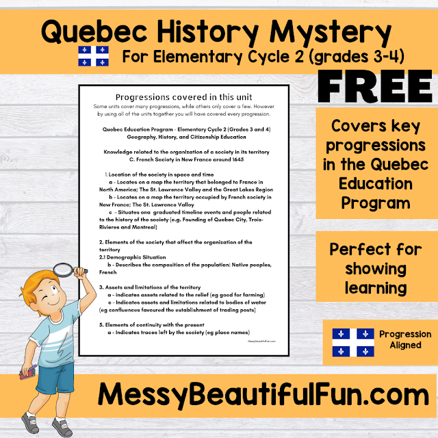 Quebec History Unit New France Around 1645 - A free printable history curriculum