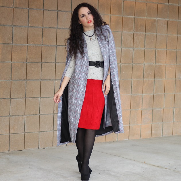 SheIn Plaid Cape Blazer 