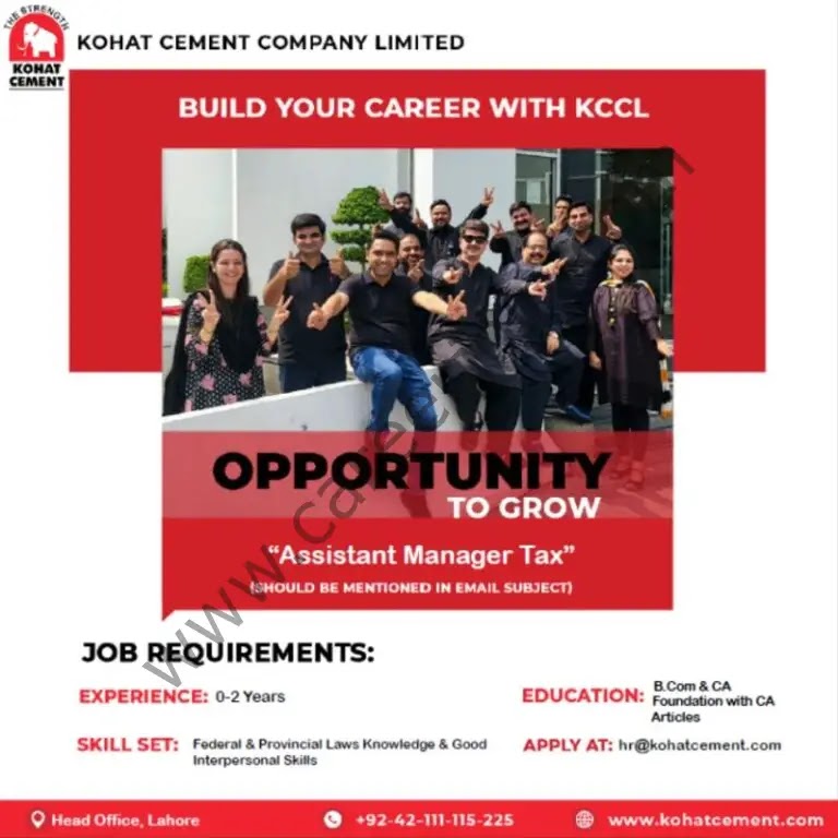 Jobs in Kohat Cement Co Ltd KCCL