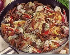 Cefali con funghi e scampi