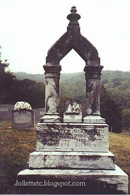 Tombstone of John W. and Sarah Elizabeth Smith Jollett