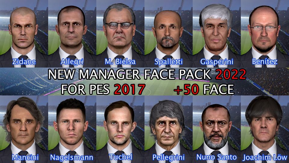 New Manager Face Pack 2022 (+50 Faces) For PES 2017