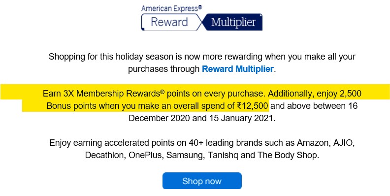 Amex Light up the season promotion