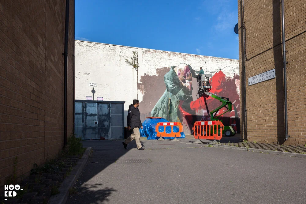 Irish artist Conor Harrington at work on his Walthamstow Street Art Mural