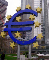 Frankfurt, home of the European Central Bank and the euro sculpture
