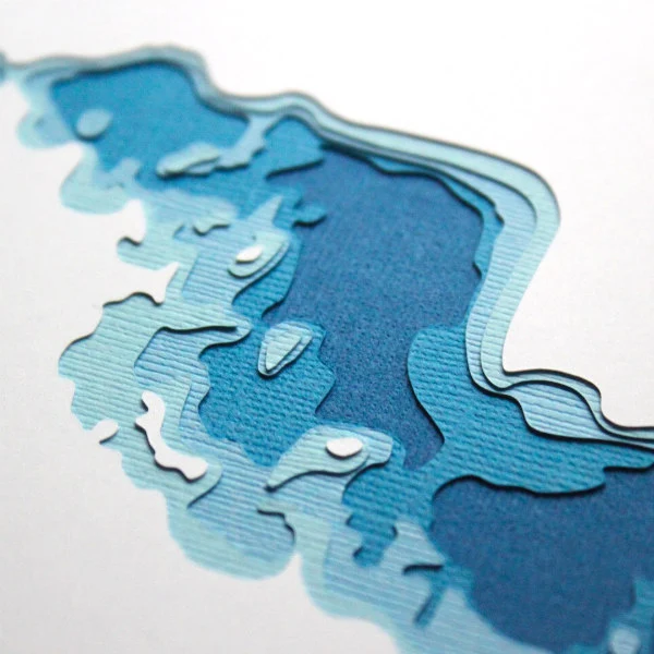 layered cut paper map