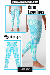 Blue mandala flower pattern Leggings.