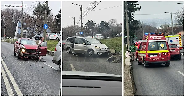 Accident rutier pe Calea Unirii din Suceava. O persoană a fost rănită. Traficul rutier este blocat pe sensul Burdujeni - Centru