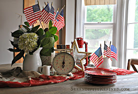 Vintage 4th of July Red White Blue Tablescape by Serendiptiy Refined