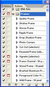 gambar jenis frame pada palet action photoshop