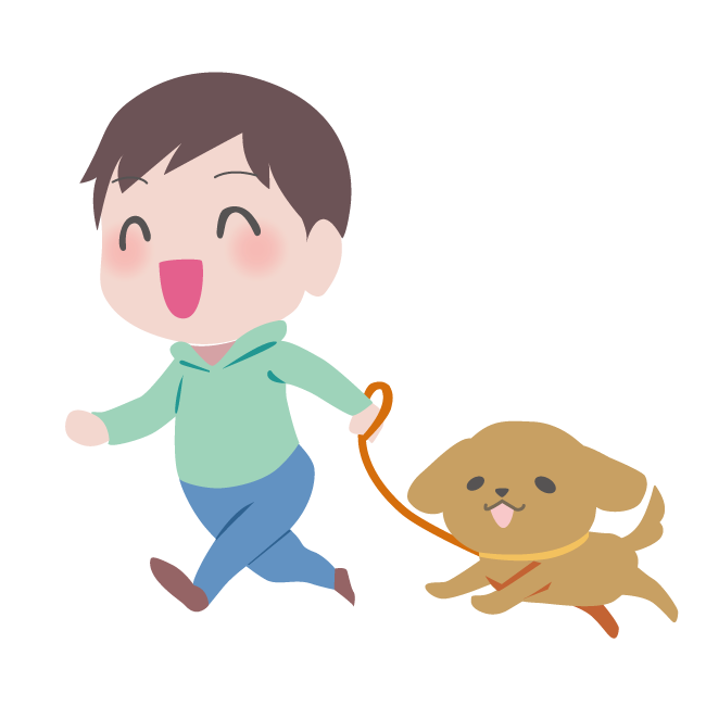 フリーイラスト素材 ピクトリウム 犬の散歩をする男性のイラスト