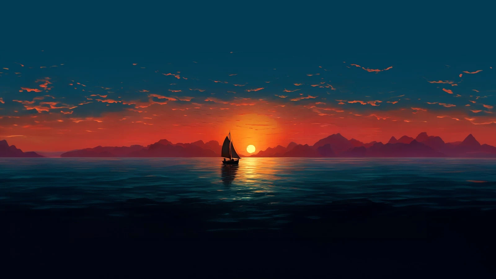 BEAUTIFUL WALLPAPER 4K - SERENE OCEAN SUNSET - FOR PC