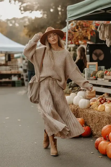 The Classic Chunky Knit + Maxi Skirt Combo