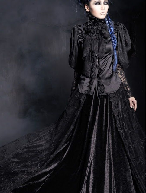 Black Medieval Court Gothic Blouse for Women