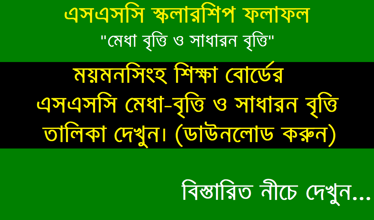 SSC Scholarship Result 2024 Mymensingh Board PDF