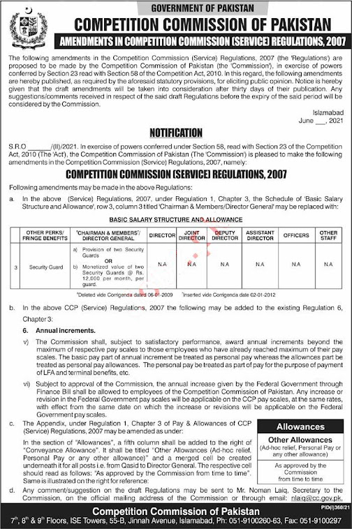 Latest Jobs in Competition Commission of Pakistan 2021