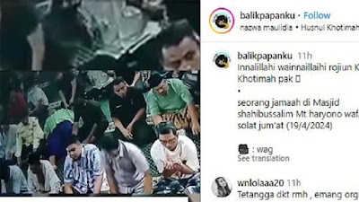 Viral Detik-Detik Jemaah Masjid di Balikpapan Meninggal usai Sholat Jumat