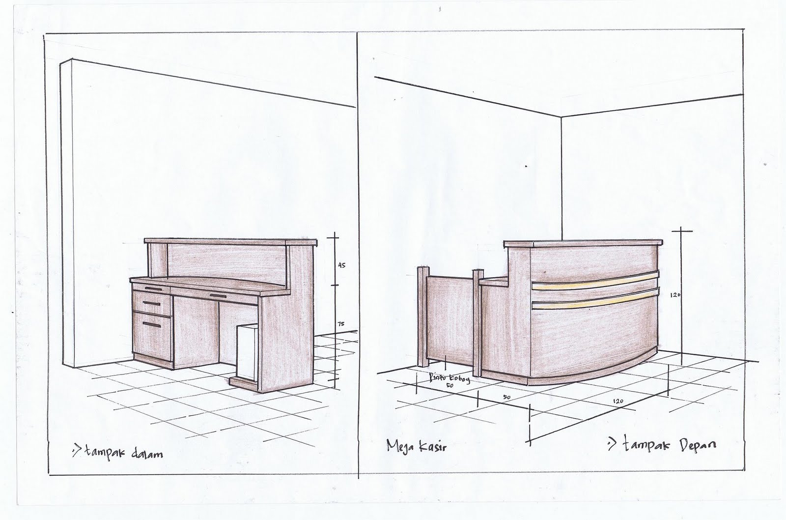 RIMBA ASIA FURNITURE Sketsa Meja  Konter