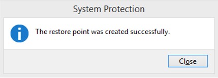 System Restore Point Sukses