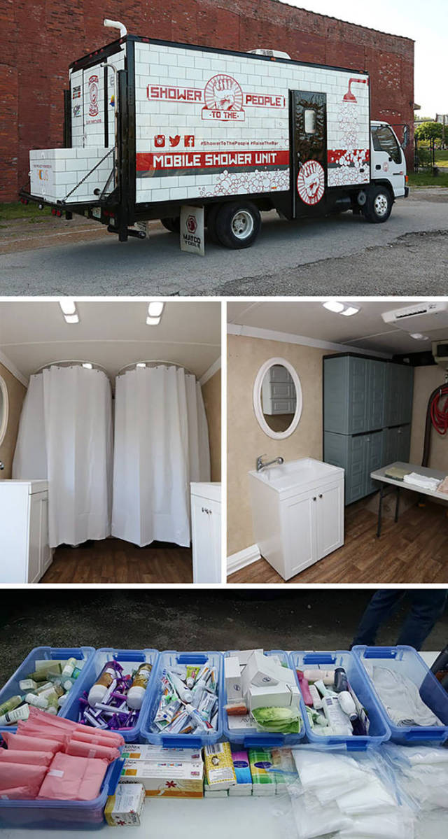 Man Turns Old Truck Into Mobile Shower For Homeless People.