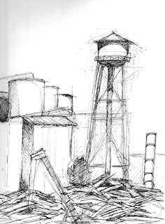 sketch scrap metal watertower