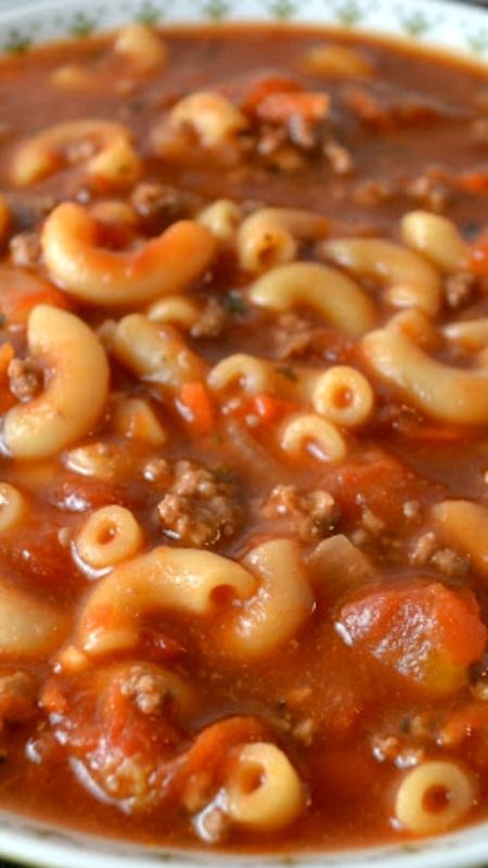 Beefy Tomato Macaroni Soup Recipe ~ so hearty and filling