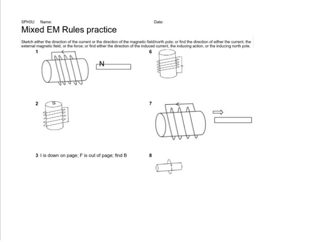 1st half of right hand rules practice sheet