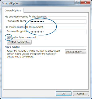 cara menambahkan password pada file yang berbentuk Microsoft Office 2007