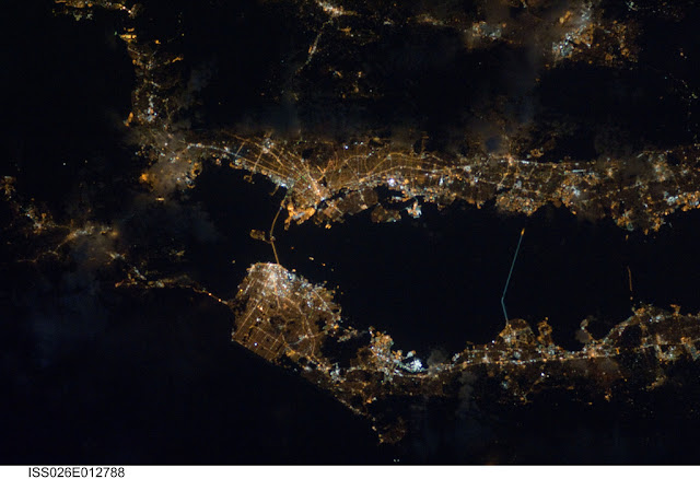 Satellite photo of the San Francisco and the Bay area as seen from space