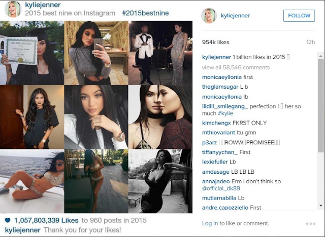 Kylie Jenner posted on Instagram "Best nine Pictures of 2015"