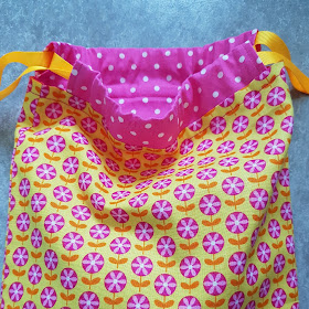 Cute and colourful fabric drawstring bag