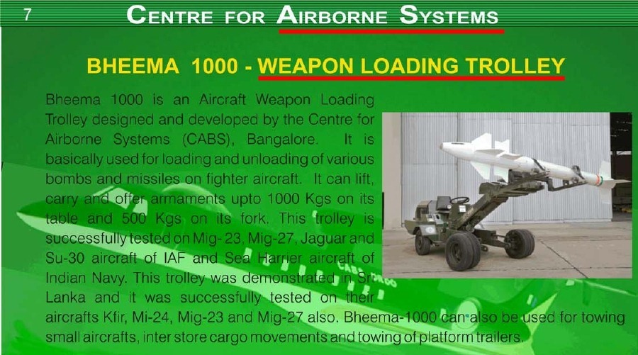 India's Centre of Airborne Systems designs a weapon loading trolley