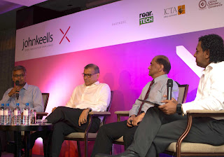 Krishan Balendra (President, Leisure Sector/Director - JKH), Ajit Gunewardene (Deputy Chairman - JKH), Ronnie Peiris (Group Finance Director - JKH), and Ramesh Shanmuganathan (Executive Vice President and Chief Information Officer - JKH) at a panel discussion for the inaugural John Keells X programme last year.