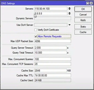 Cara Konfigurasi DNS Server pada Router MikroTik