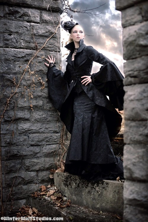 Stardust Gothic Steampunk Black Corset Wedding Dress