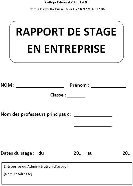 Rapports de stage: rapport lors de votre stage en entreprise