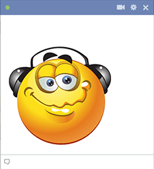 Smiley listening to music - Facebook sticker