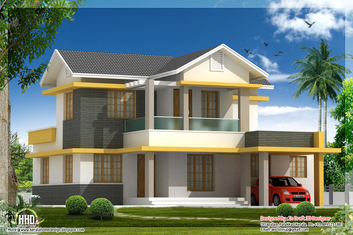  house elevation in 1880 sq.feet  Kerala home design and floor plans