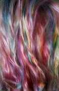 Pink on top with rainbow underneath. Pastel Rainbow. (pastel rainbow hair)