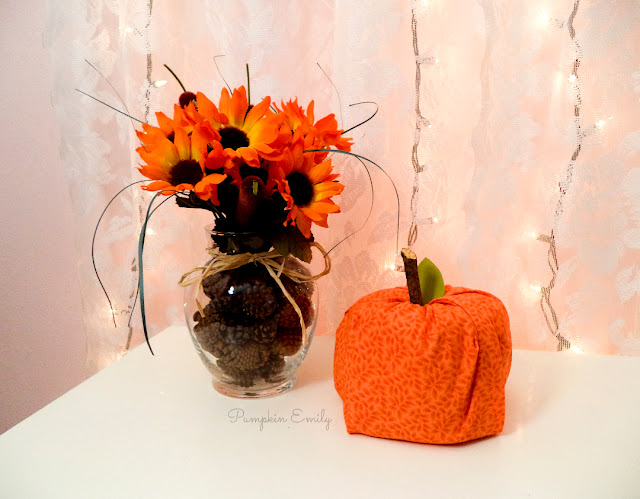 DIY Fall Flower Arrangement and a No Sew Fabric Pumpkin