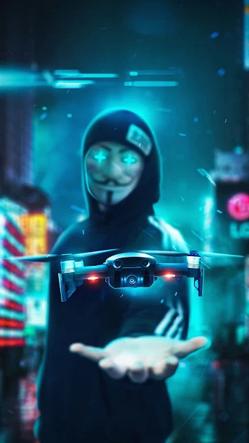 Anonymous Mask Guy Fawkes With Drone