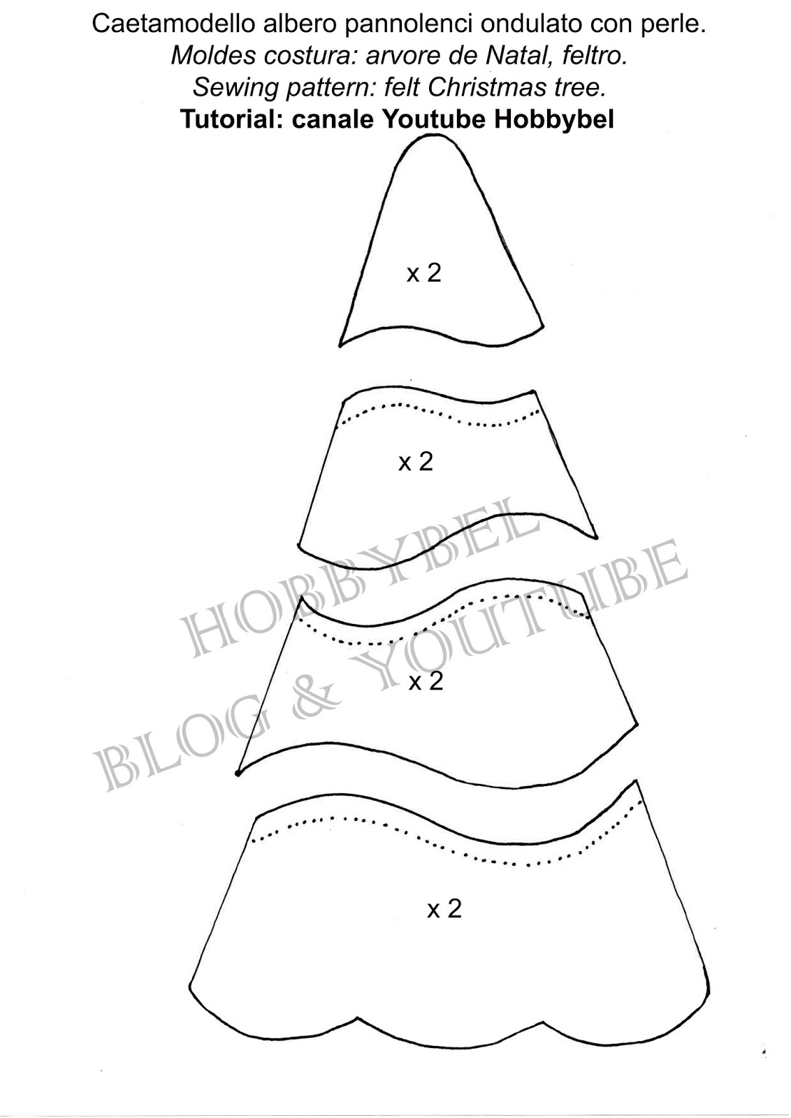 cartamodello tutorial albero natale pannolenci feltro fai da te shabby chic gratis