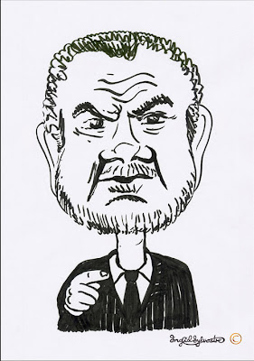 Lord Sugar caricature by UK caricaturist Ingrid Sylvestre